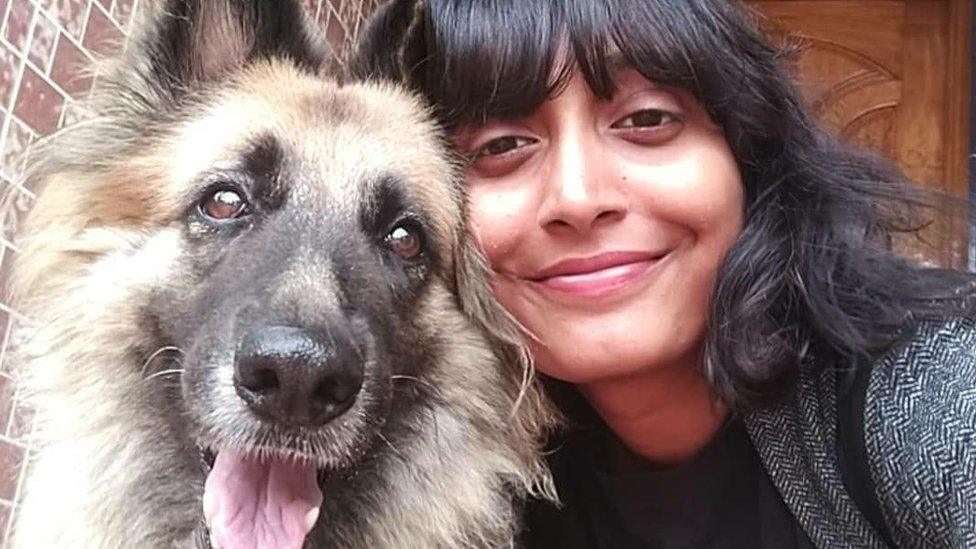 Disha Ravi and her dog