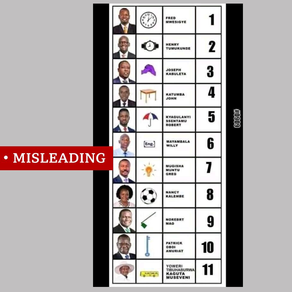 Screengrab of fabricated ballot paper