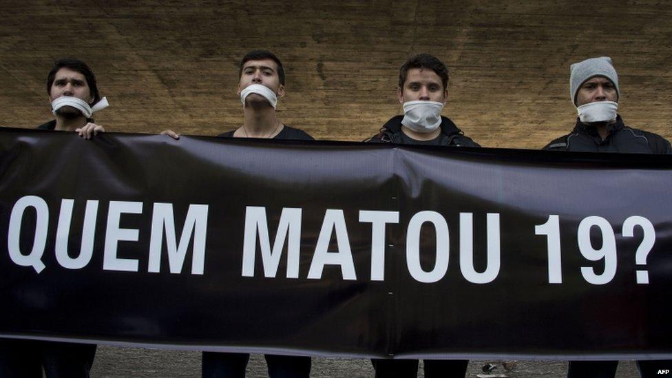 Protesters in Sao Paulo, 28 August 2015