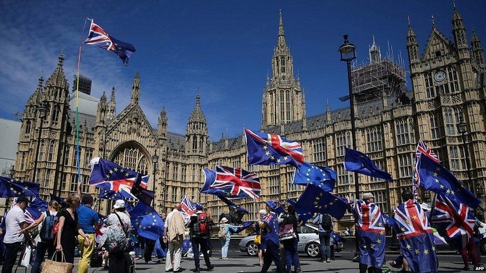 Protesters outside Parliament