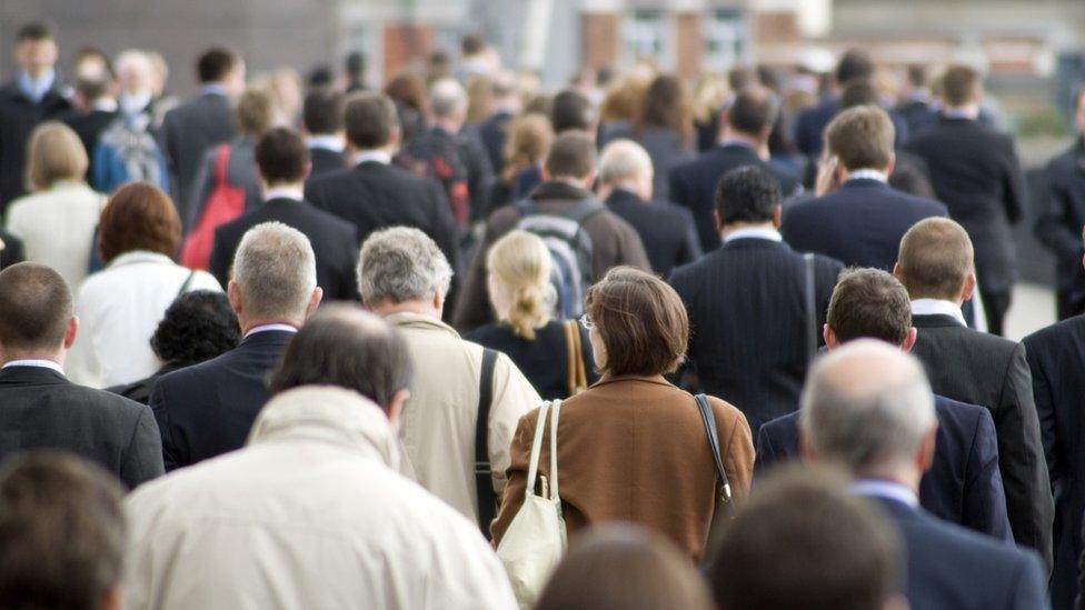 Commuters going into London