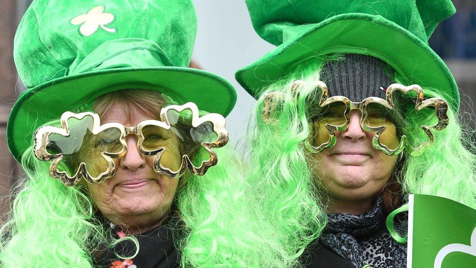 People dressed up for St. Patrick's Day