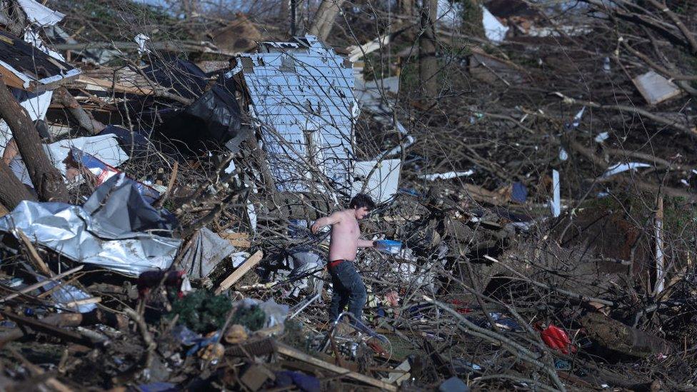 Residents continue to salvage belongings from destroyed homes in Mayfield