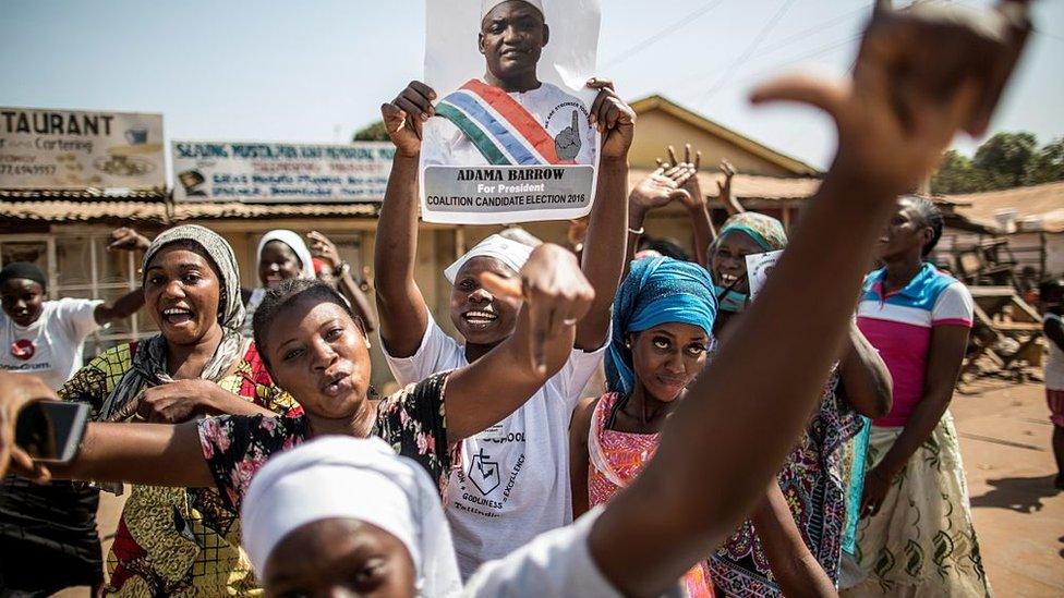 Supporters of Adama Barrow celebrating election result