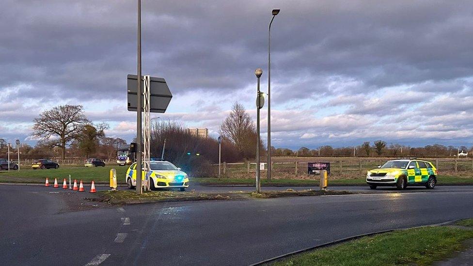 Police at the scene of a crash on the A51 Nantwich Bypass