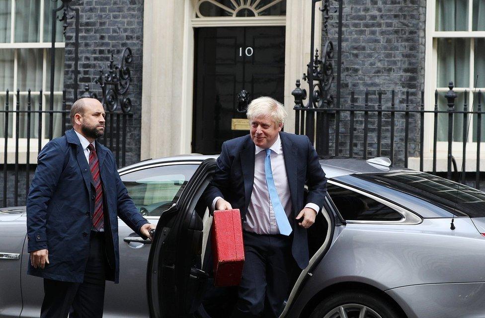 Boris Johnson arrives at Downing Street