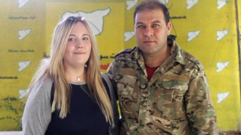 Bethany Haines and YPG officer