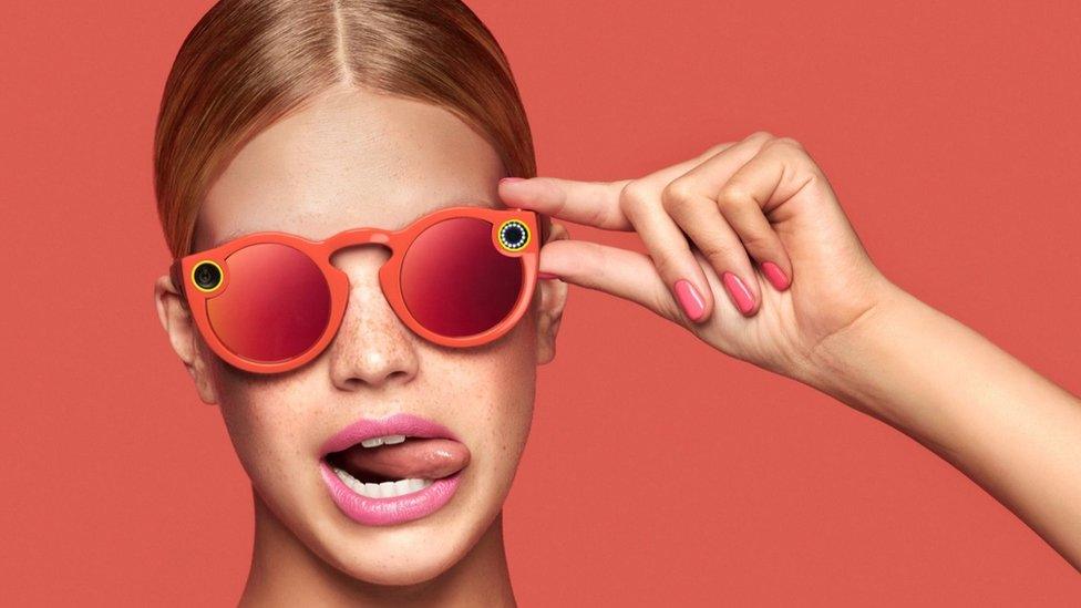 The glasses post short videos to Snapchat