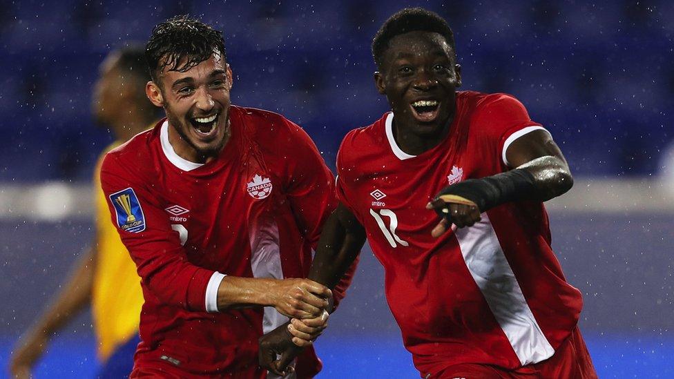 Alphonso Davies scoring for Canada at the 2017 Concacaf Cup