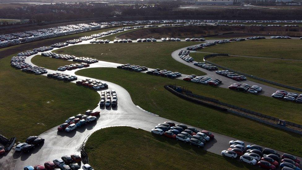 Cars stored at the Rockingham Motor Speedway circuit