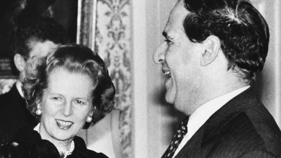 Margaret Thatcher with Leon Brittan,