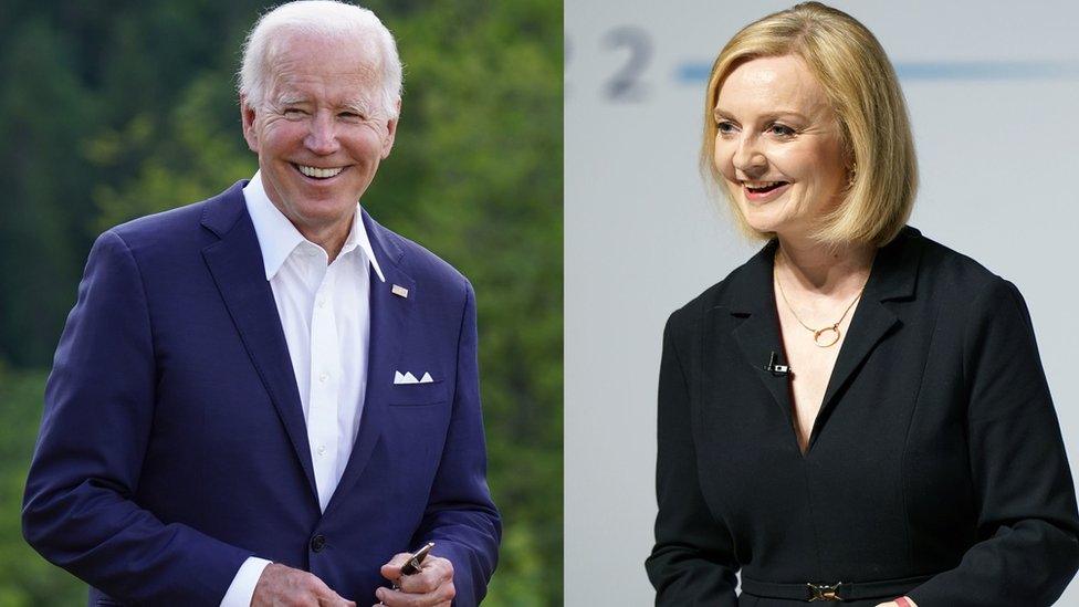 Composite of Joe Biden and Liz Truss