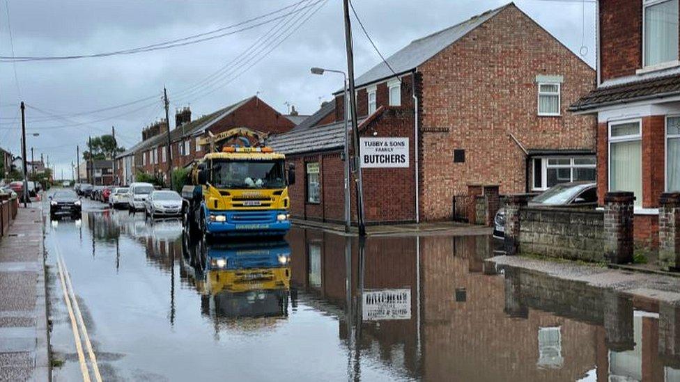 Flooded Tan Lane in Caister-on-Sea