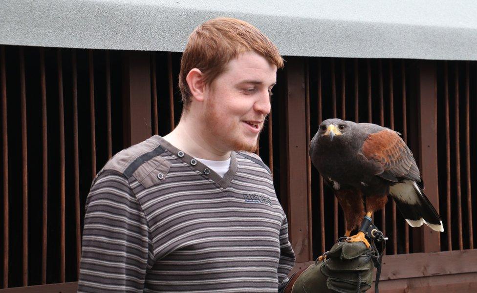 Mark Render with Ares the Harris Hawk