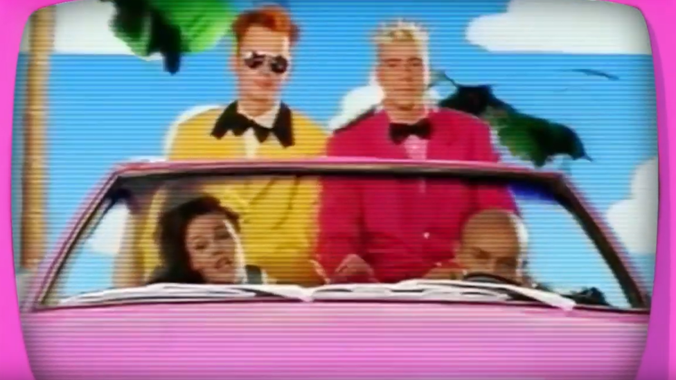 Still from Barbie Girl music video by Aqua