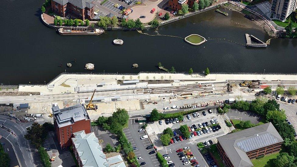 Construction work at Trafford Wharf road