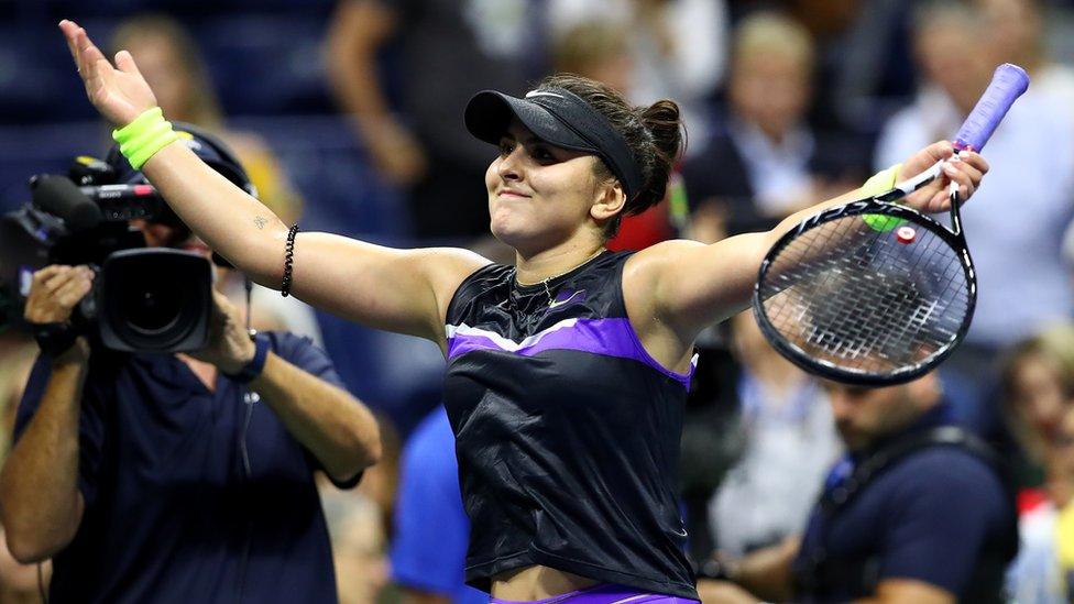 Bianca Andreescu during her US Open match against Belinda Bencic