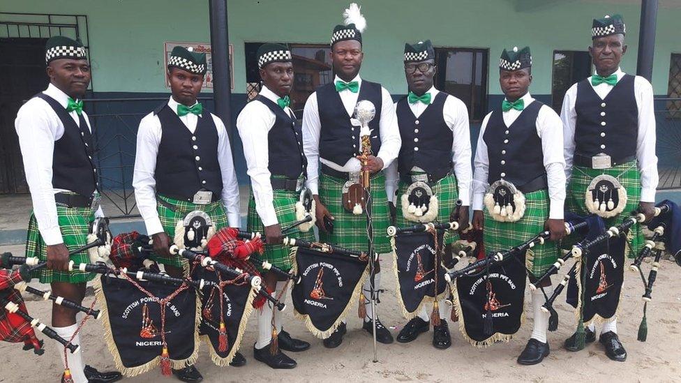 Chukwu with his band, Scottish Power Nigeria