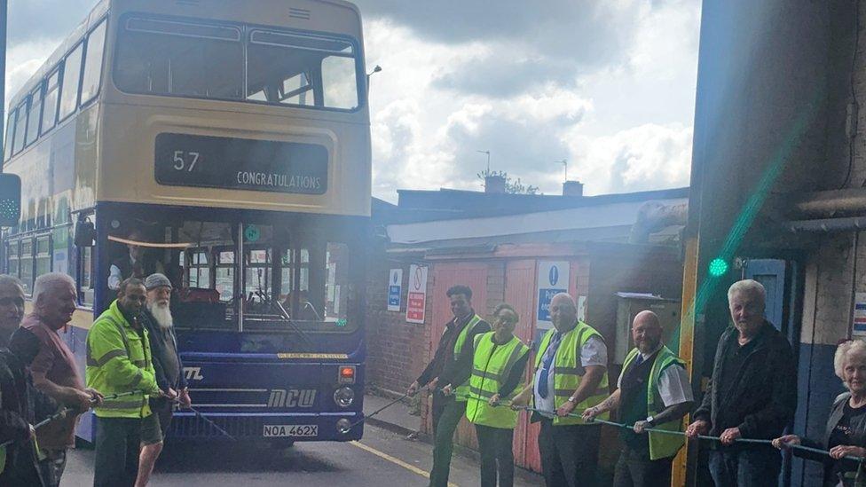 A "bus pull" with National Express drivers