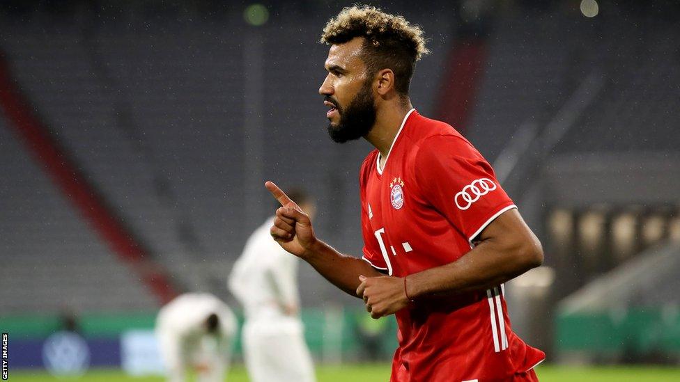 Eric Maxim Choupo-Moting celebrating a goal for Bayern Munich