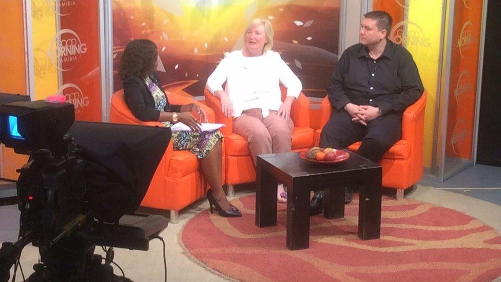 Prof Judith Hall and Matt Smith, an e-learning manager at Cardiff University, appear on Good Morning Namibia