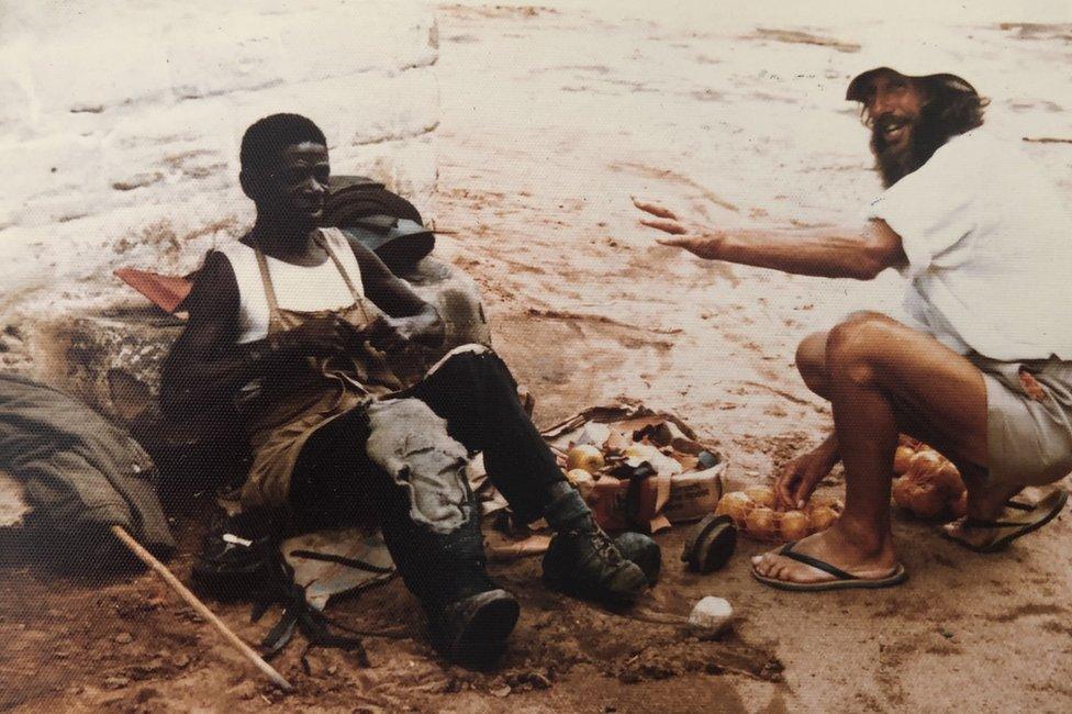 John Bradburne with an unnamed leprosy patient