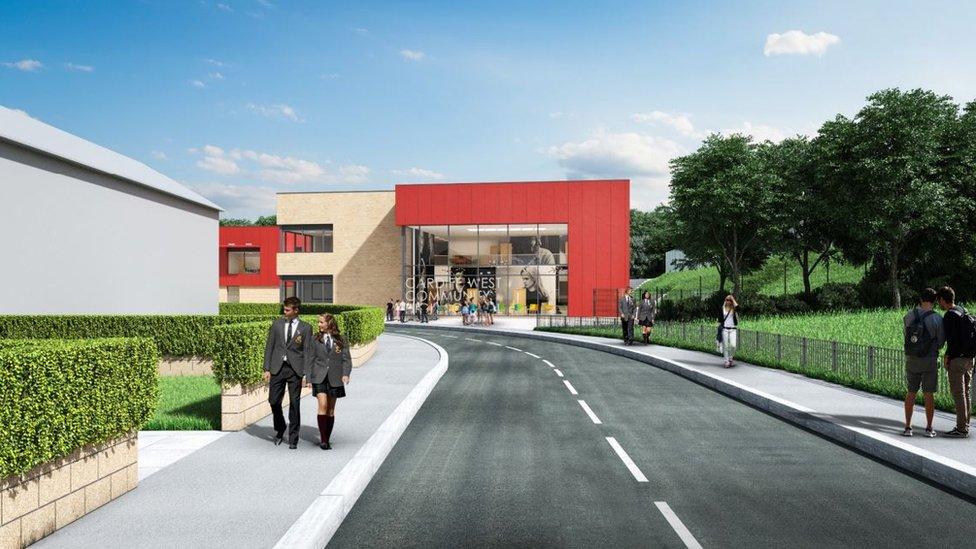 Artist’s Impression – View along Heol Trelai to Post 16 Building