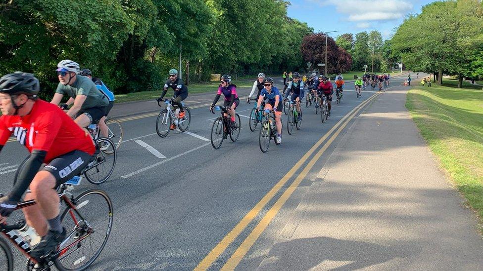 Cyclists taking part in RideLondon