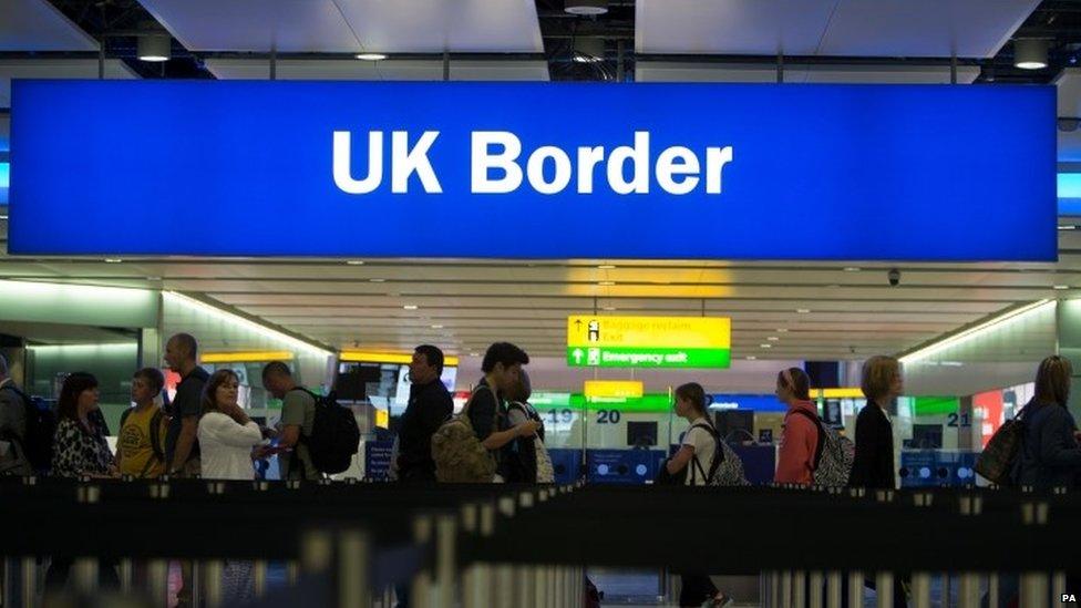 Passport control at Heathrow airport