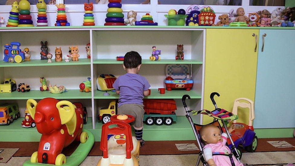 A child playing at the Tsentralny Centre for Promoting Family Upbringing