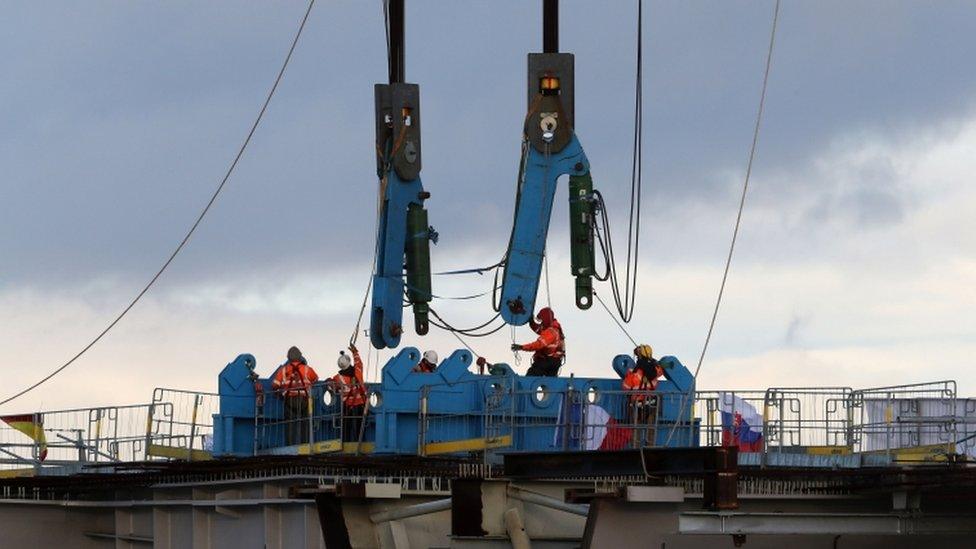 bridge section with cables