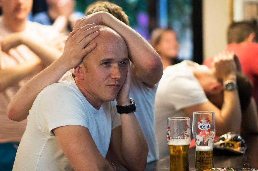 Fans in the The Lord Stamford pub in Manchester