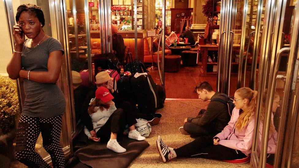 Stranded tourists near Munich central station. 22 July 2016