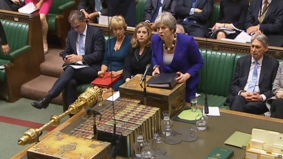 Theresa May speaking in the Commons