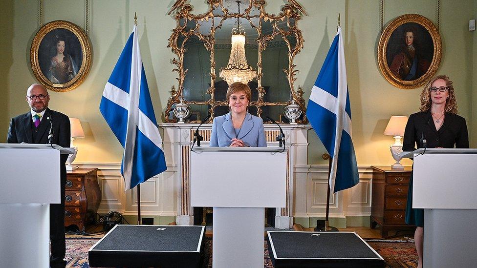 Green leaders and Nicola Sturgeon