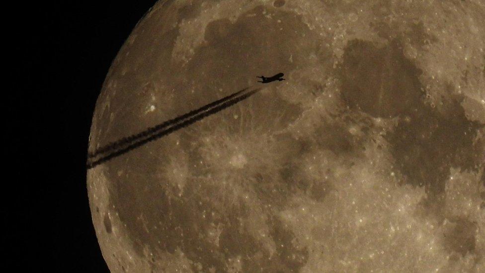 Blue supermoon above Rothwell, near Leeds