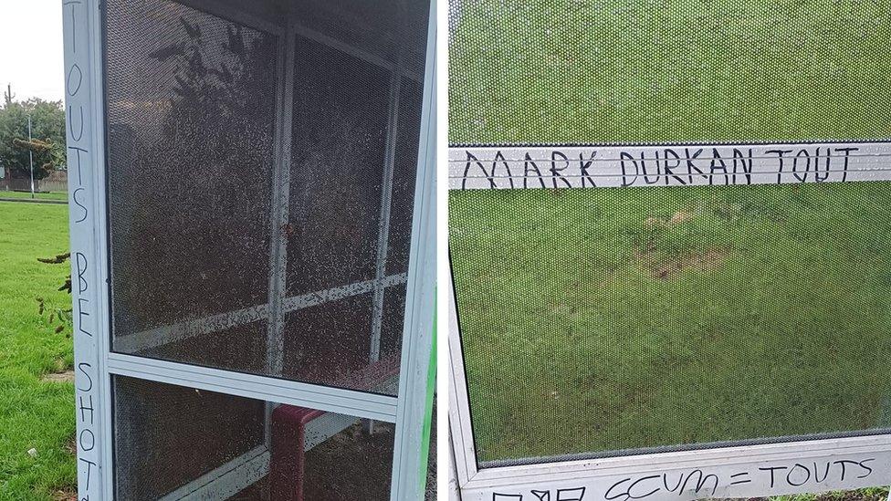 Mark Durkan graffitti on bus stop