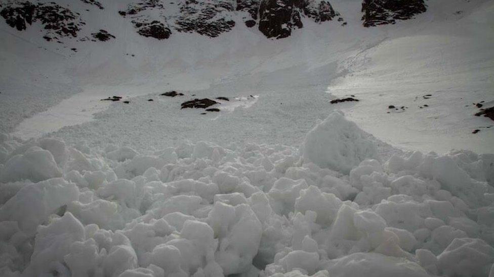 Avalanche debris at Lochnagar