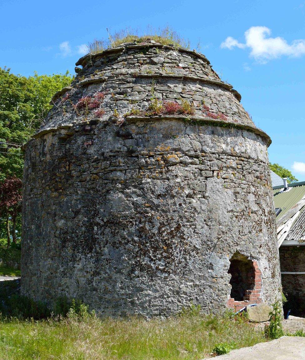 Medieval dovecote on the dig site near Llangwm