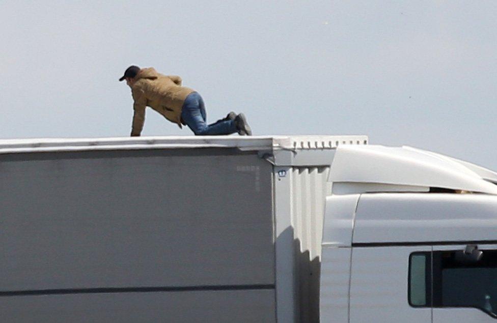 Migrants trying to board UK bound lorries