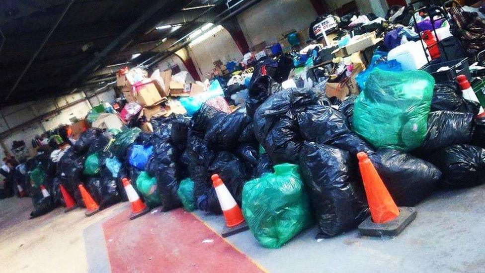 Bags of clothes collected after the Great North Run