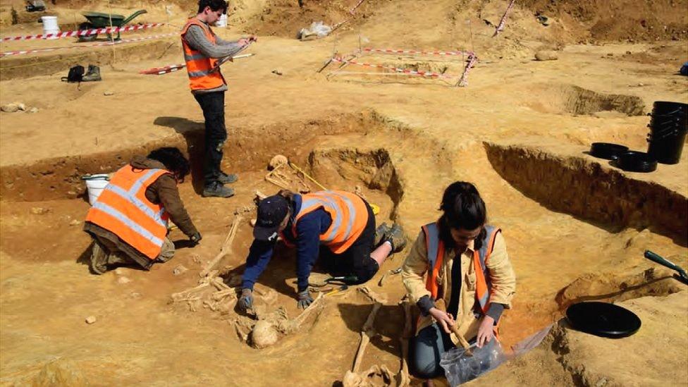 Cleaning and recording Roman burials