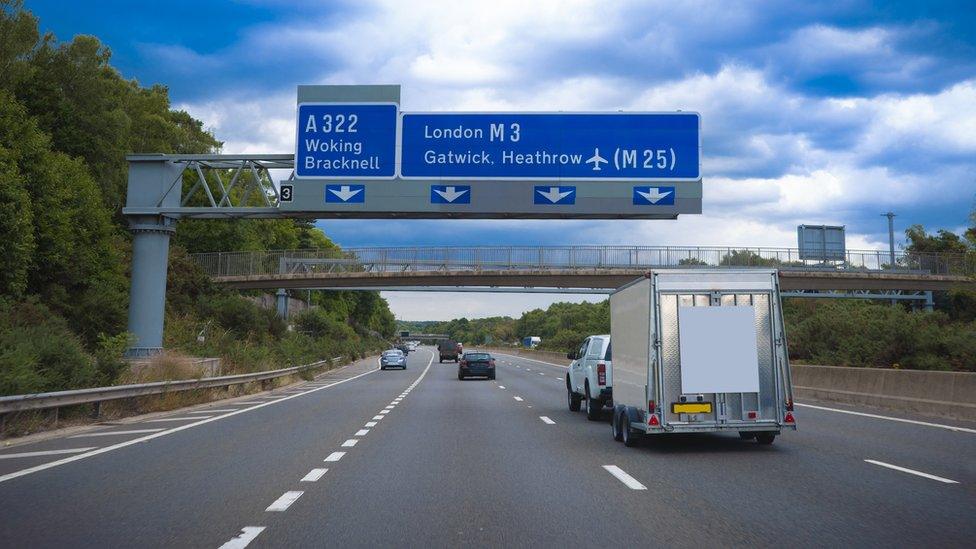 The M3 London bound at Junction 3, for the A322 towards Woking and Bracknell