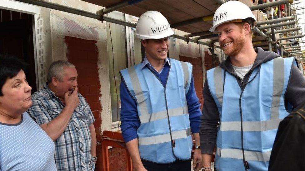 William and Harry meet residents