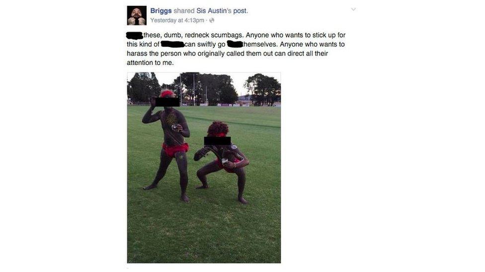 Screen grab of Indigenous rapper Briggs' criticism of two men