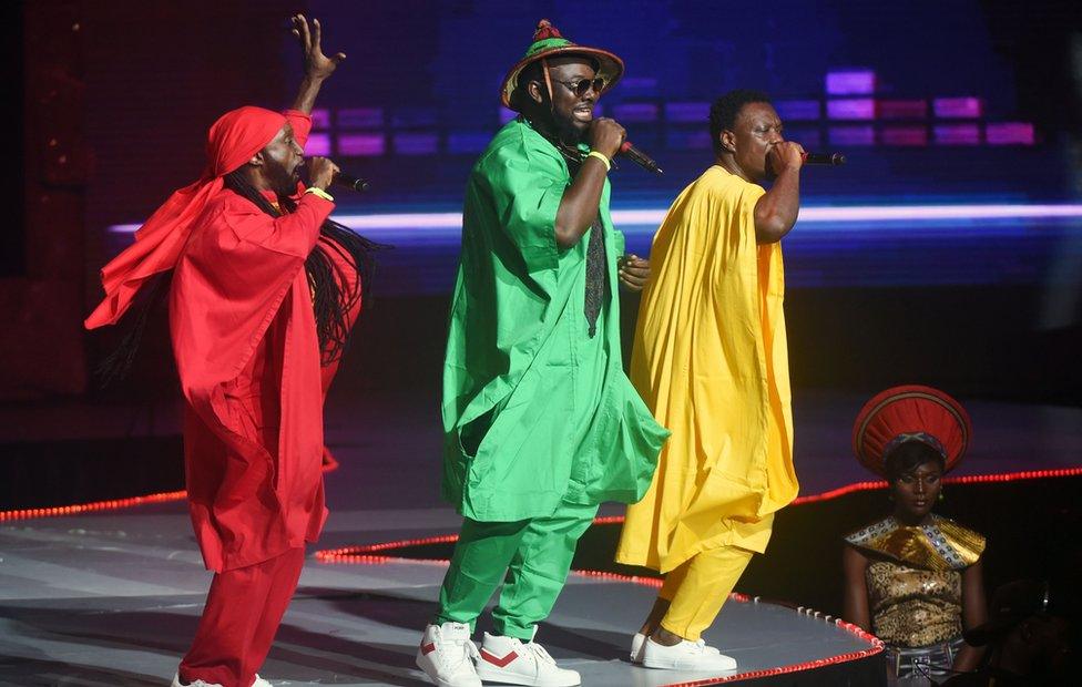 Ghanaian hip-hop group VVIP performing at the All Africa Music Awards (Afrima) ceremony, Lagos, Nigeria - Sunday 6 November 2016