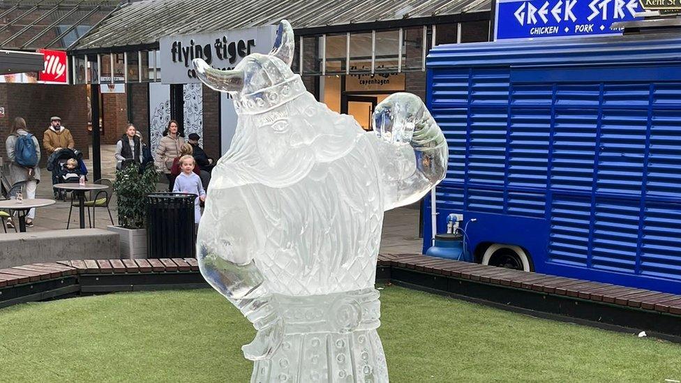 Viking ice sculpture