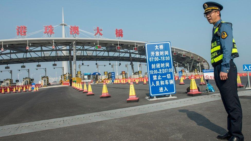 Toll booths at the Hong Kong Macau bridge