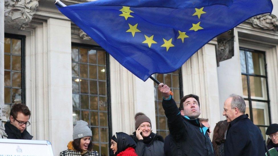 An EU flag outside the Supreme Court