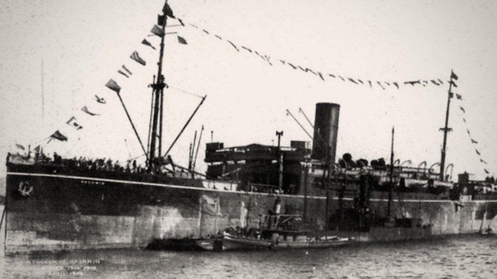 HMS Kashmir rammed into the Otranto and ripped its hull wide open